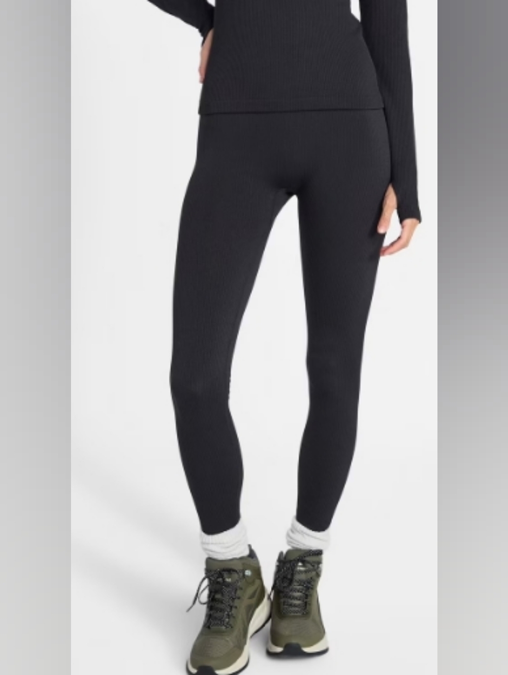 Ozark Trail Black Ribbed High-Rise Warmer Stretch Leggings Size Extra Small NWT